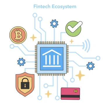 Fintech Ecosystem concept. Flat vector illustration. Stock Illustration