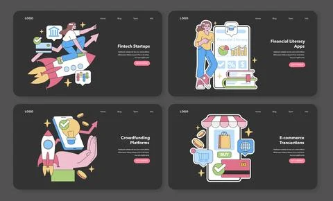 Fintech Evolution set. Flat vector illustration Stock Illustration