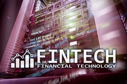 Fintech - Financial technology. Business solution and software development. Stock Illustration