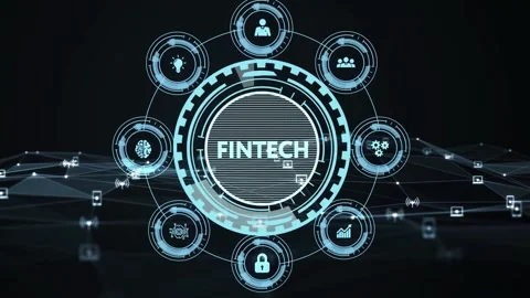 Fintech -financial technology concept. Fintech on the virtual display. Stock Footage 160189485