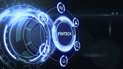 Fintech -financial technology concept.Icon Fintech on the virtual display. 動画素材 140075199