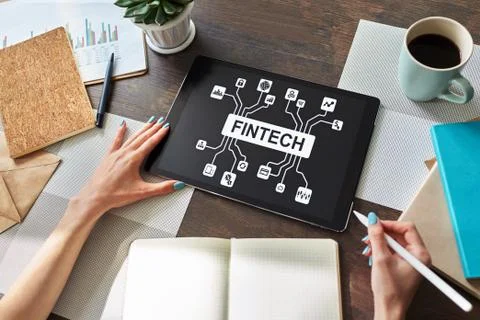 FIntech - Financial technology, internet payment and digital money concept. Fotos Stock