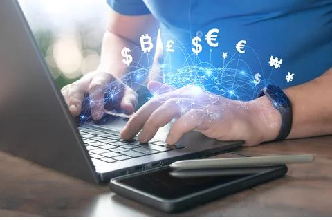 FinTech Financial Technology, internet payment, money exchange, digital banki Stock Photos