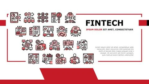 Fintech Financial Technology Landing Header Vector Stock-Illustration