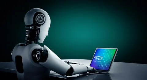 Fintech financial technology software for modish business Ilustração Stock