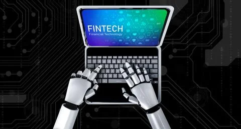 Fintech financial technology software for modish business Ilustração Stock