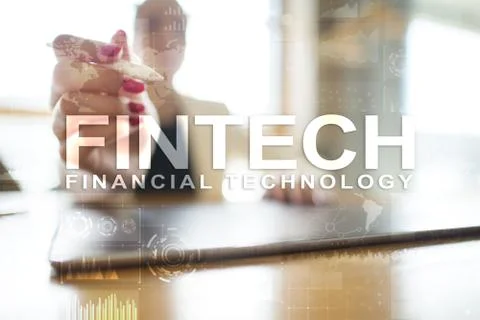 Fintech. Financial technology text on virtual screen. Business, internet and Stock-Fotos
