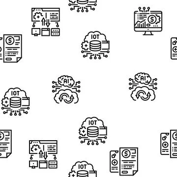 Fintech Financial Technology Vector Seamless Pattern Stock Illustration