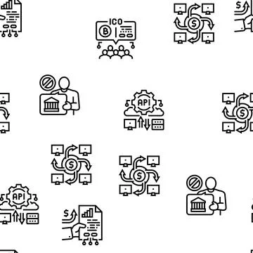 Fintech Financial Technology Vector Seamless Pattern Stockillustratie