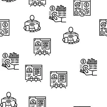 Fintech Financial Technology Vector Seamless Pattern Stock Illustration