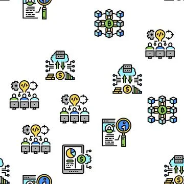 Fintech Financial Technology Vector Seamless Pattern Stock Illustration