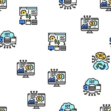 Fintech Financial Technology Vector Seamless Pattern Illustrazione stock