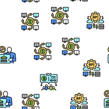 Fintech Financial Technology Vector Seamless Pattern Illustrazione stock