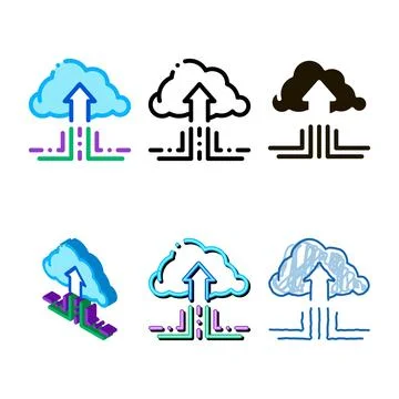 Fintech forms cloud storage icon vector outline Stockillustratie