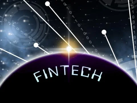 Fintech Globe Worldwide Web Payment 2d Illustration Stockillustratie