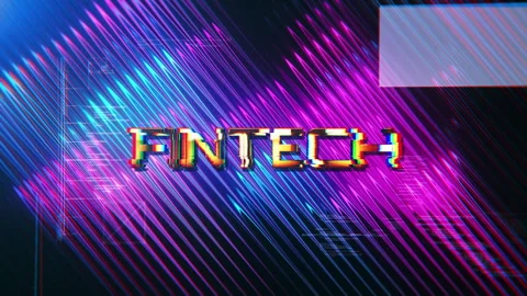 FINTECH gold text shine loop light motion cinematic title Video stock 273701670