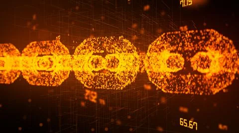 Fintech ICO using block chain encryption data protection for safe records  Stock Illustration