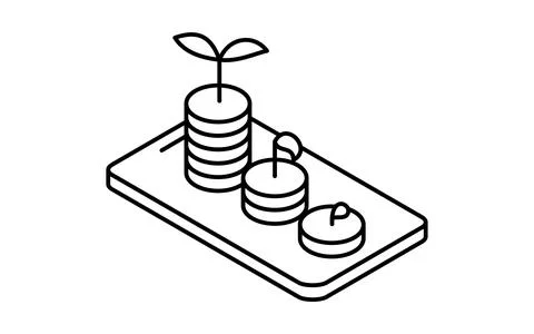 Fintech icon of smartphone with image of asset growth through investment sa.. Stock Illustration