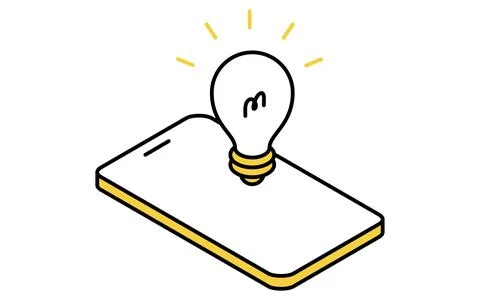 Fintech icon of smartphone with light bulb, innovation and digital finance .. Stock Illustration