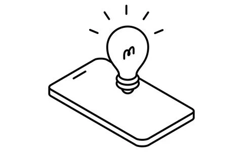 Fintech icon of smartphone with light bulb, innovation and digital finance .. Stock Illustration