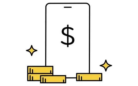 Fintech icon of smartphone receiving dividend payment as passive income fro.. Stock Illustration