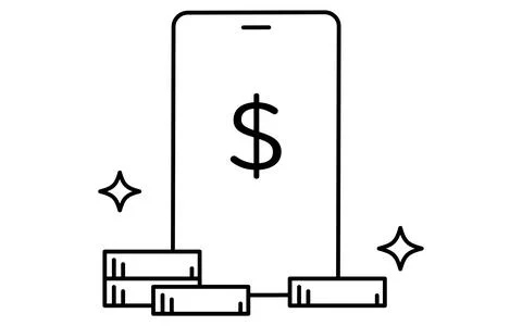 Fintech icon of smartphone receiving dividend payment as passive income fro.. Stock Illustration