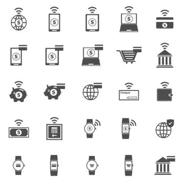 Fintech icons on white background Stock Illustration