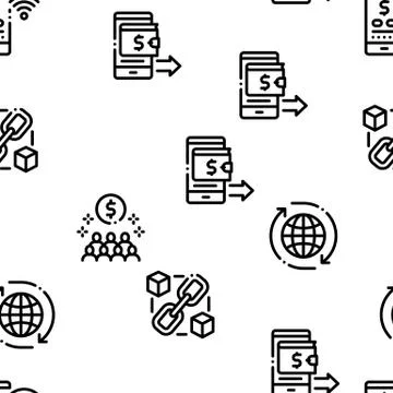 Fintech Innovation Seamless Pattern Vector Stock Illustration
