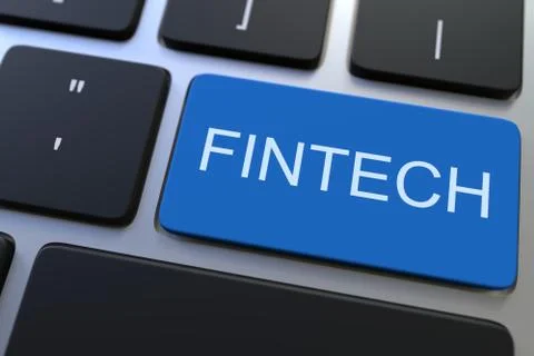FINTECH key on computer keyboard. 3D rendering Stock Illustration