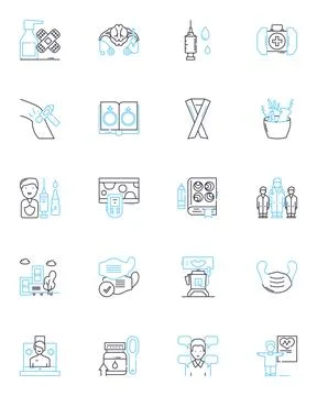 FinTech linear icons set. Blockchain, Cryptocurrency, Mobile, Digital, Payment Stock Illustration
