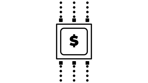 Fintech Microchip Dollar Icon Stock Footage 340307218