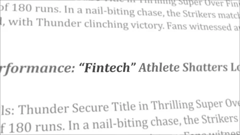 Fintech news headline in different articles Stock Footage 246410576