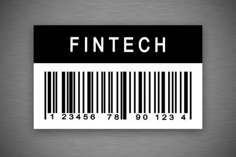 Fintech or financial technology barcode label Stock Illustration
