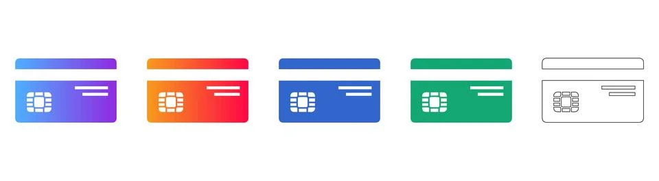 Fintech Smart Card Icon Collection Stock Illustration