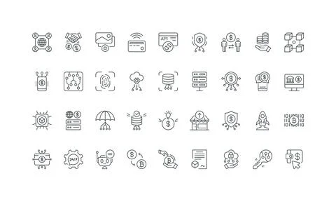 FinTech, smart contract, blockchain and cryptocurrency, online wallet line icon Stock Illustration