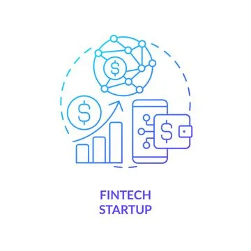 FinTech startup blue gradient concept icon Illustrazione stock