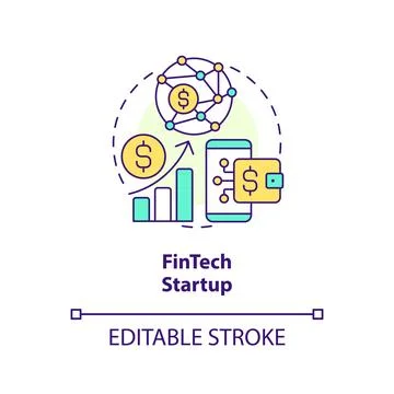 FinTech startup concept icon Illustrazione stock