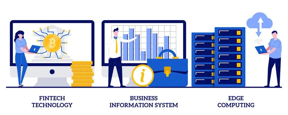 FinTech technology, business information system, edge computing concept wit.. Stock Illustration