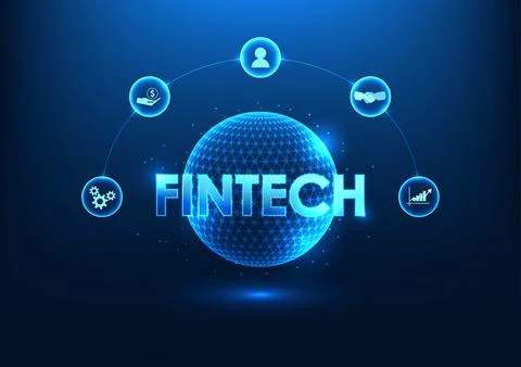 Fintech technology Fintech is inside the technology circle with finance ico.. 스톡 일러스트