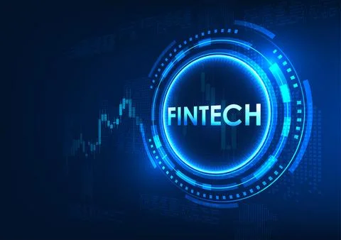 Fintech technology Fintech is inside the technology circle, and behind is a.. Stockillustratie