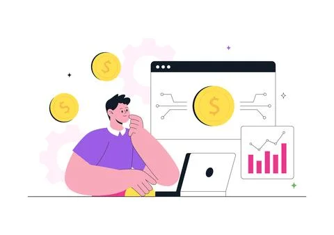 Fintech Vector Illustration Featuring Digital Banking, Mobile Finance Manag.. Stock Illustration