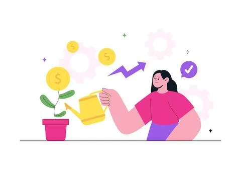 Fintech Vector Illustration Featuring Digital Banking, Mobile Finance Manag.. Stock Illustration