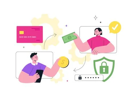 Fintech Vector Illustration Featuring Digital Banking, Mobile Finance Manag.. Stock Illustration