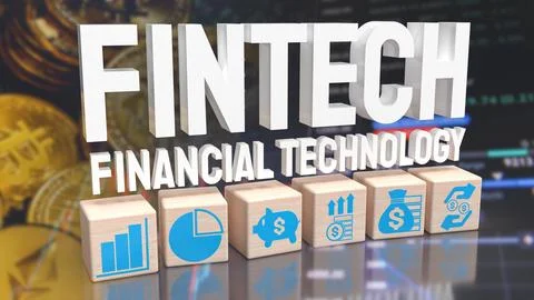 The fintech word on business background for technology concept 3d rendering 스톡 일러스트
