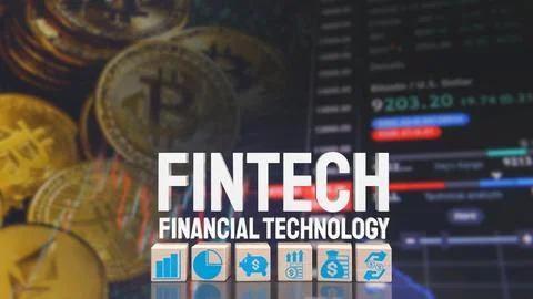 The fintech word on business background for technology concept 3d rendering 스톡 일러스트