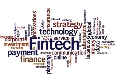 Fintech, word cloud concept Illustrazione stock