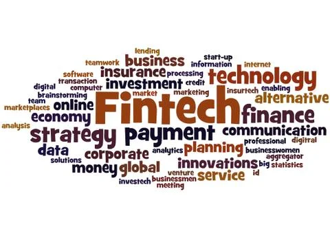 Fintech, word cloud concept Stock Illustration