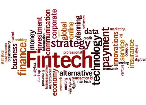 Fintech, word cloud concept Illustrazione stock