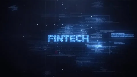 Fintech Word on Dynamic Technology Background Stock Footage 292369203