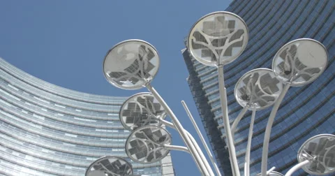 Fiore artemide e due torri 1 Stock Footage 49059549